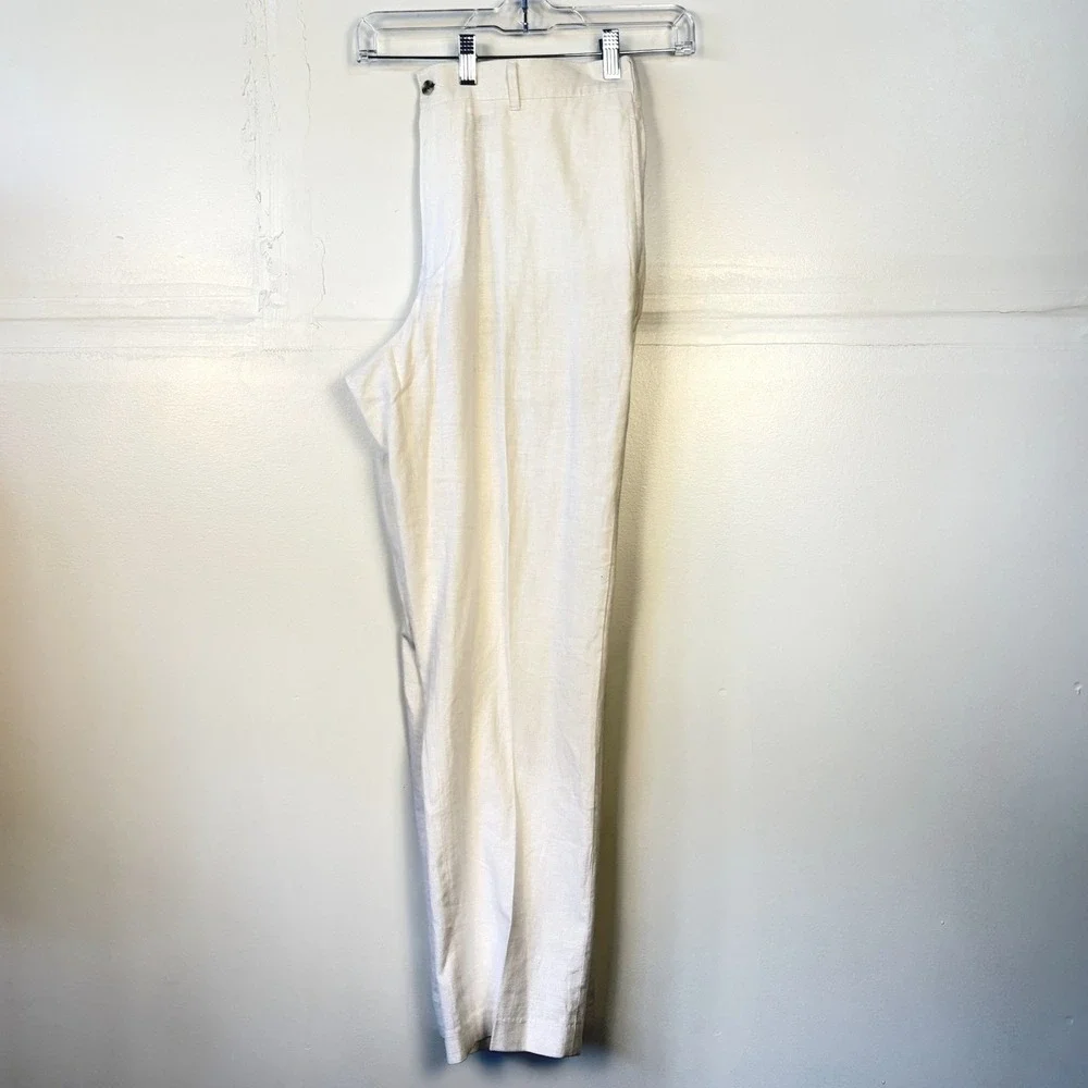 Alan Flasser Mens White Linen Blend Casual Resort Pants 34x32